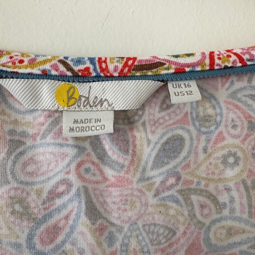 Boden Women's Paisley V-Neck Top US 12 Multicolor Stretch‎ 3/4 Sleeve Blouse - Picture 3 of 9